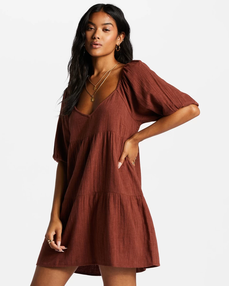 Billabong Fall For Ya Babydoll Dress - Mocha