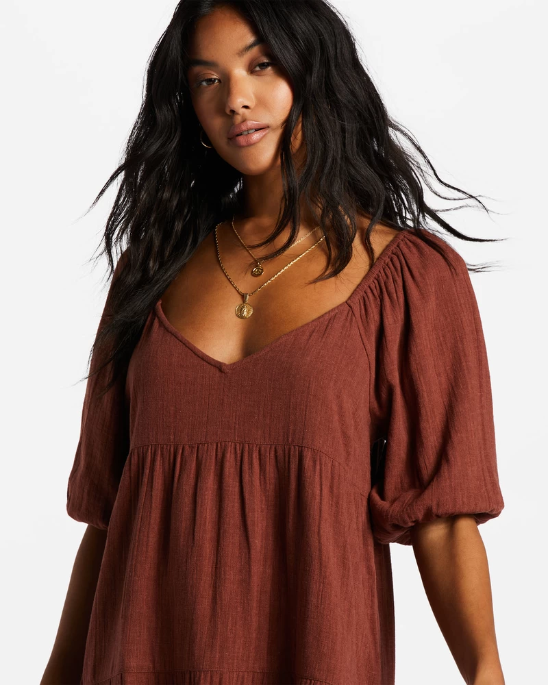 Billabong Fall For Ya Babydoll Dress - Mocha