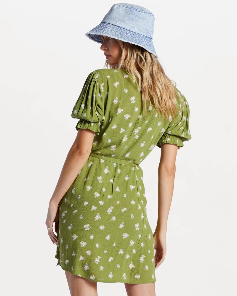 Billabong Chiquita Mini Wrap Dress - Green Eyes