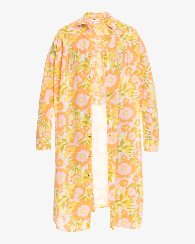 Billabong Daylight Dreamin Midi Shirt Swim Cover-Up - Orange Peel