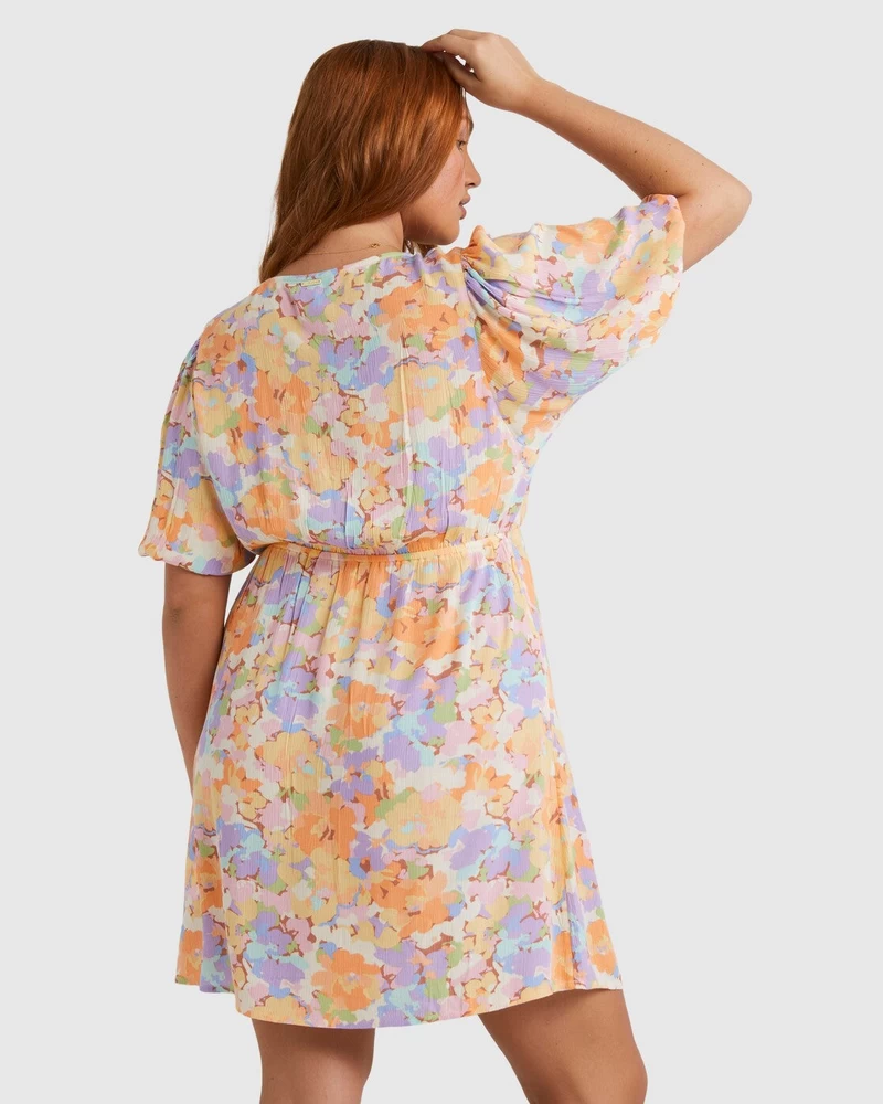 Vestido Billabong Your Fav Manga Bufante - Branco Multi