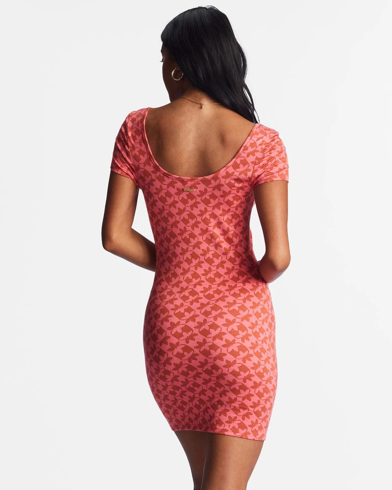 Billabong Girl In The Sun Bodycon Dress - Coral Crush