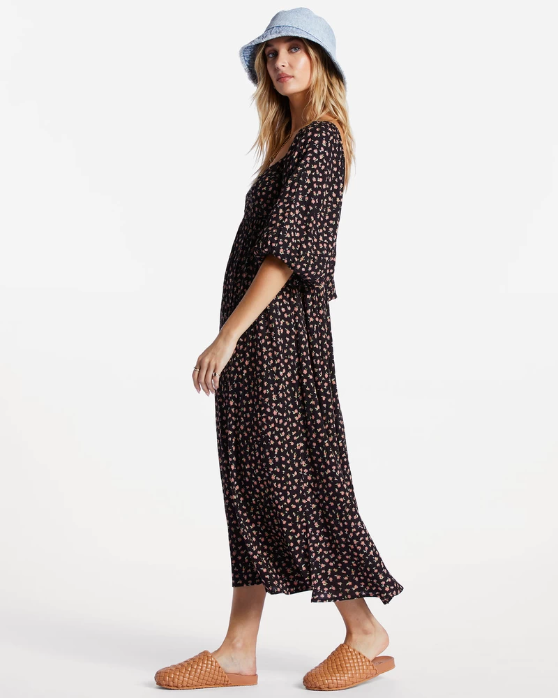 Billabong Swept Away Midi Dress - Black Pebble