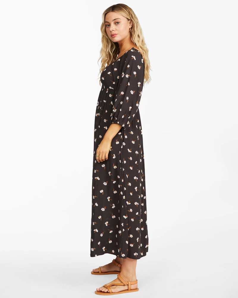 Billabong Swept Away Midi Dress - Off Black