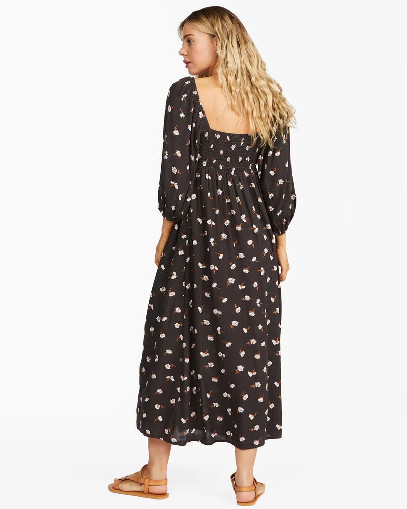 Billabong Swept Away Midi Dress - Off Black