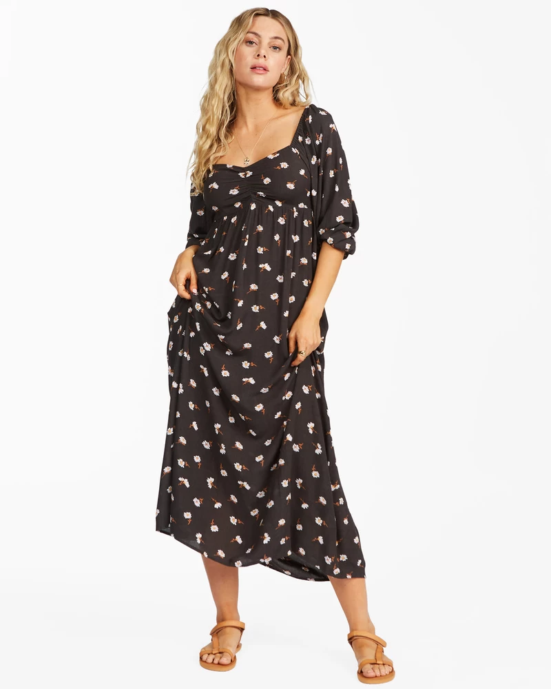 Billabong Pühkis Minema Midi Kleit - Seljast Must