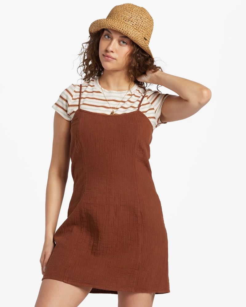 Billabong Stay Awhile Mini Dress - Toasted Coconut