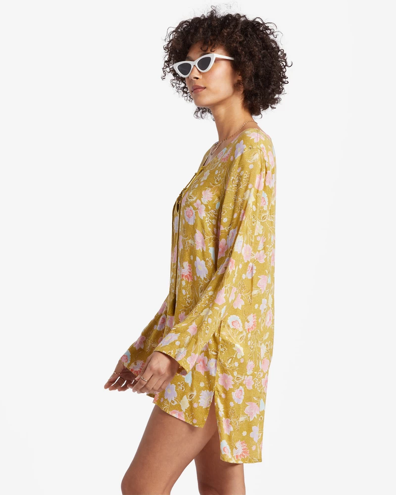 Billabong Blue Skies Gauze Beach Cover-Up - Green Envy