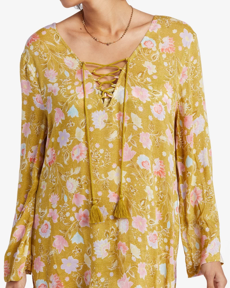 Billabong Blue Skies Gauze Beach Cover-Up - Green Envy