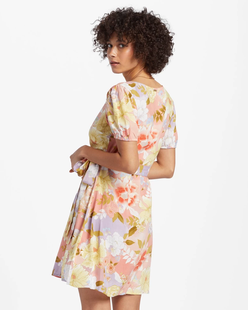 Billabong Hot Tropics Mini Wrap Dress - Sweet Peach