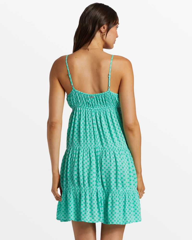 Billabong Sweetest Heart Tiered Mini Dress - Tropical Green