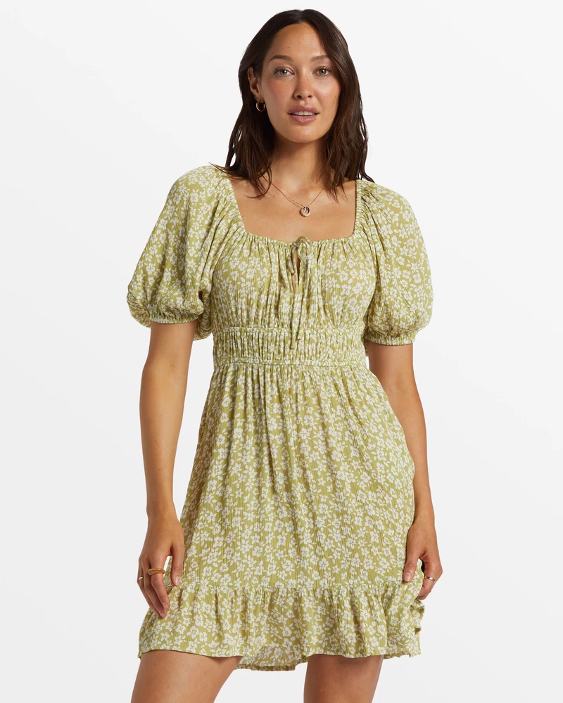 Billabong Kabana Puf Kollu Mini Elbise - Moss Joy