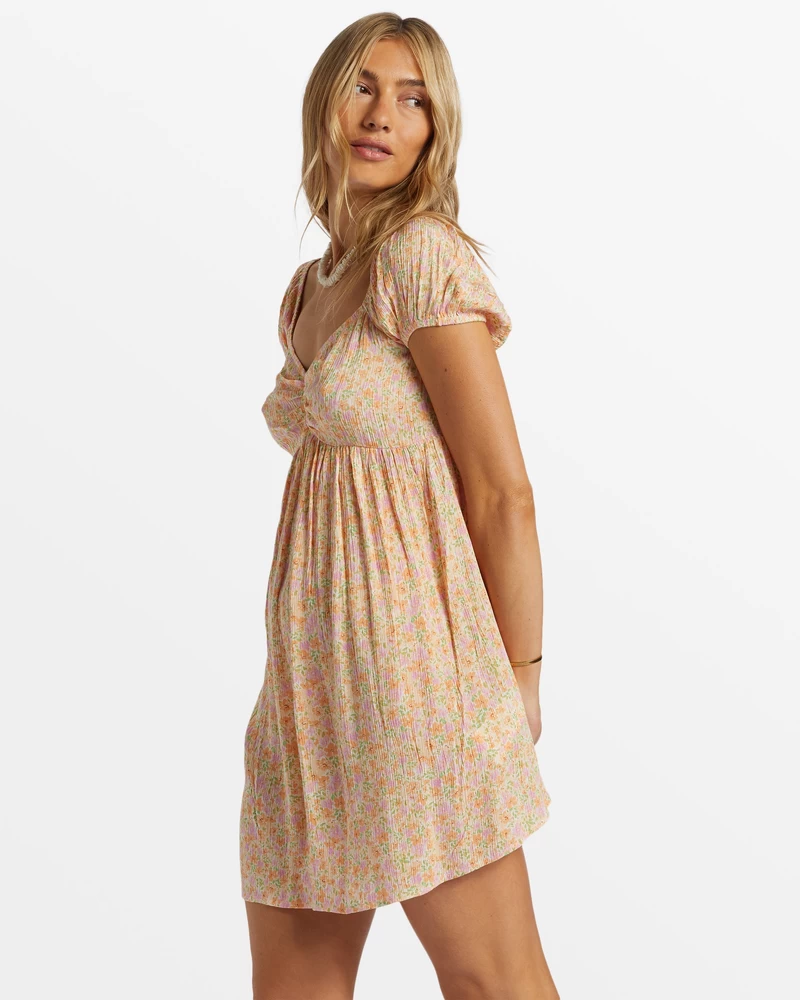 Billabong Heart Song Puff Sleeve Mini Dress - Pink Dream