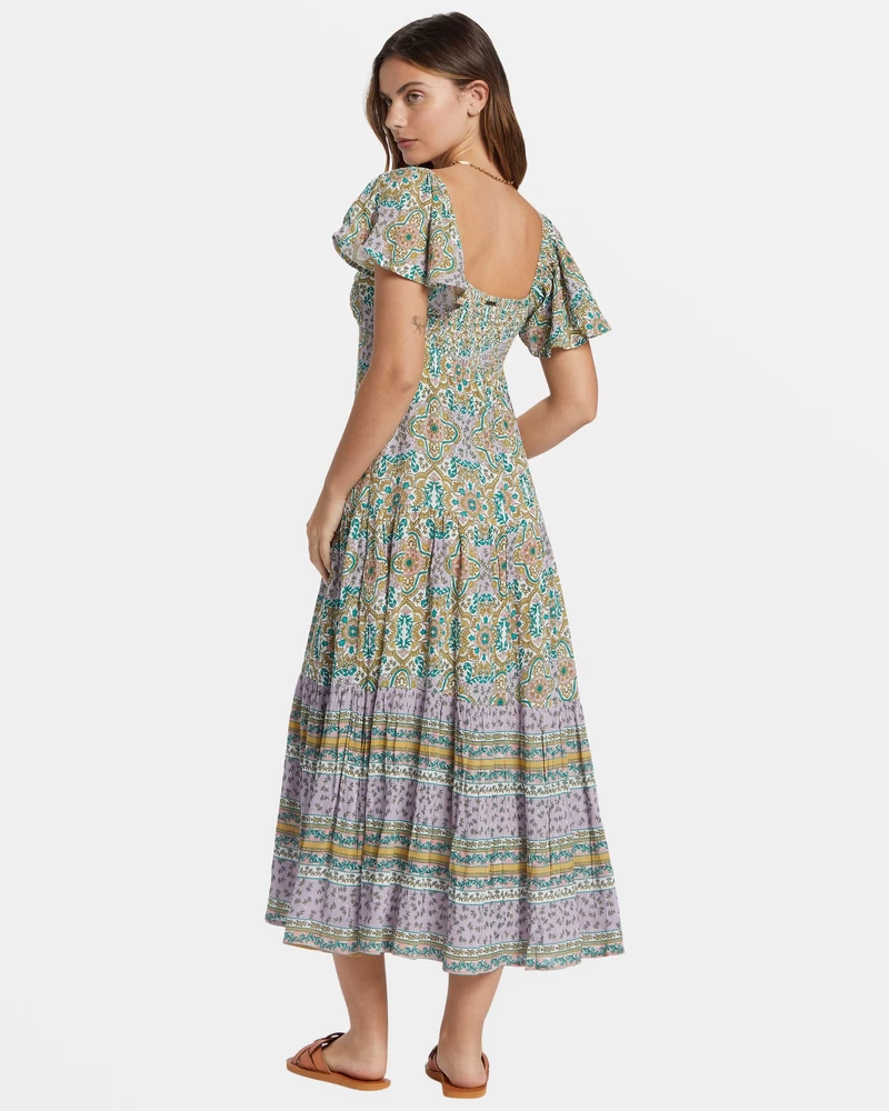 Billabong Summerside Tiered Midi Dress - Salt Crystal