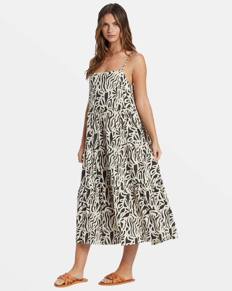 Billabong La Cala Tiered Maxi Dress - Black Sands
