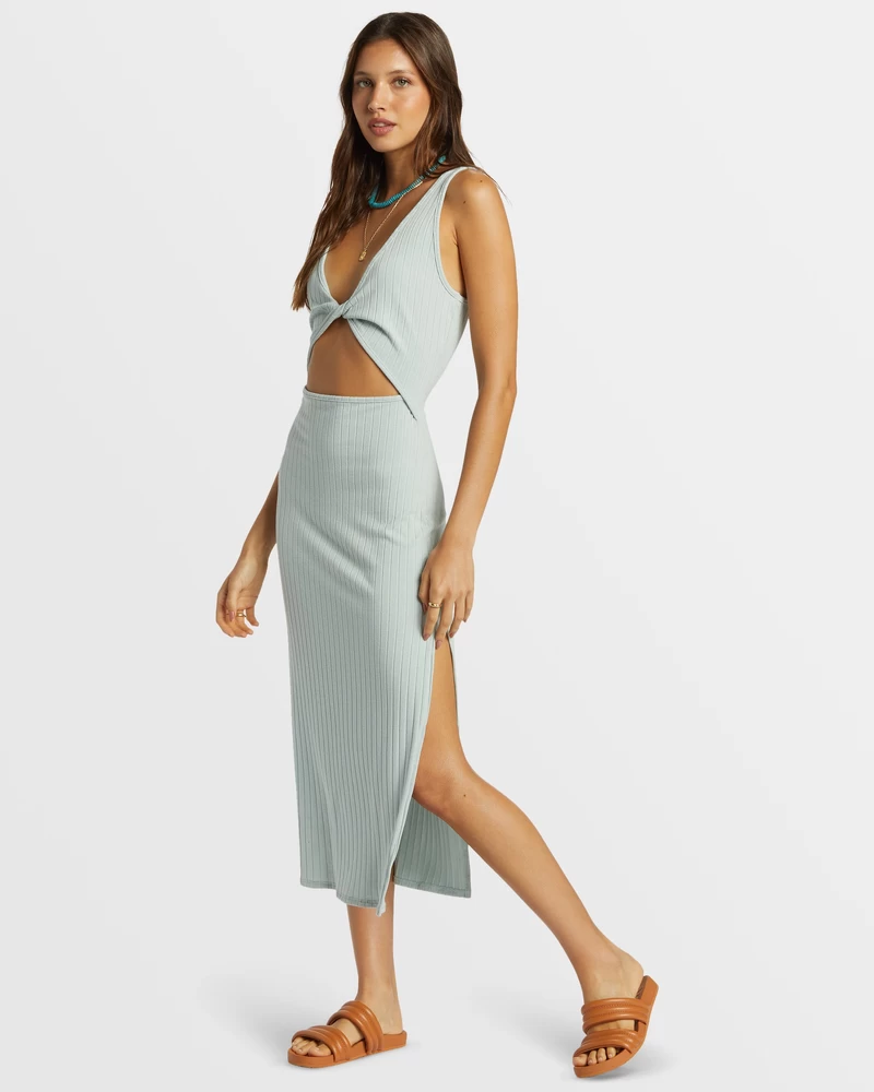 Billabong Take A Look Rib Knit Dress - Dusk Blue