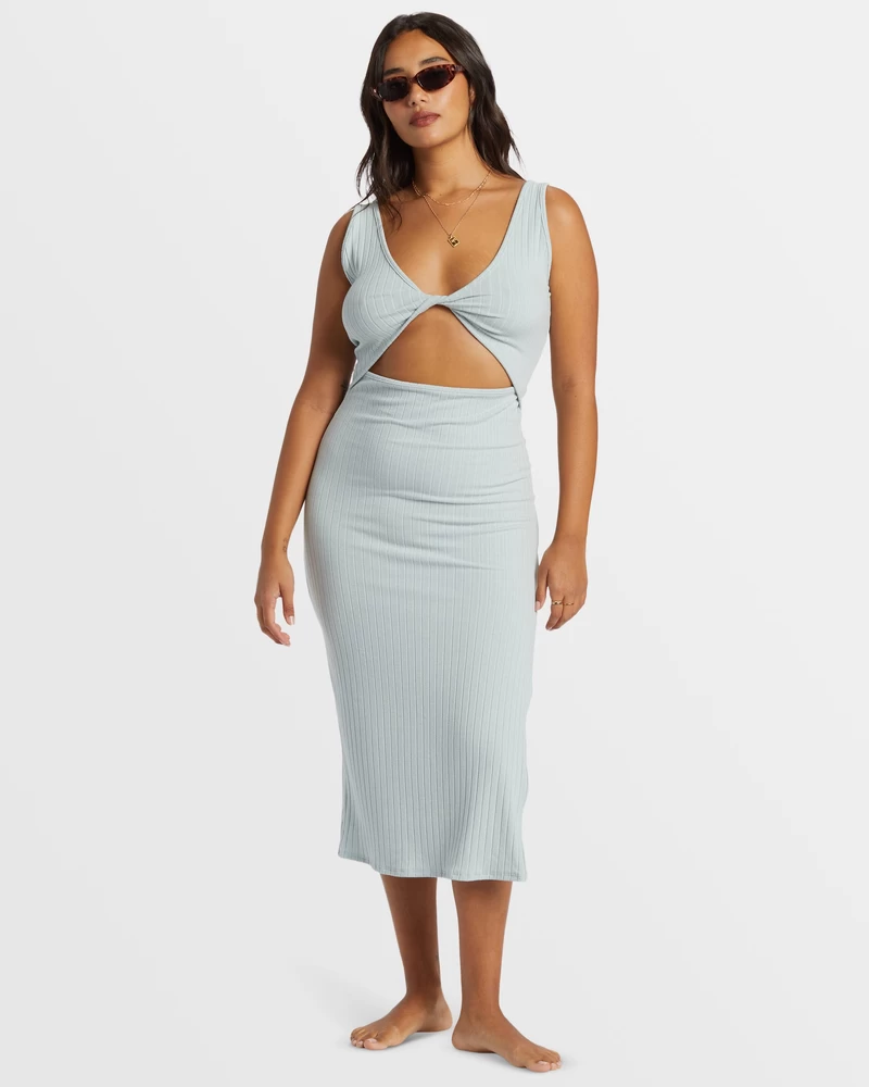 Billabong Take A Look Rib Knit Dress - Dusk Blue