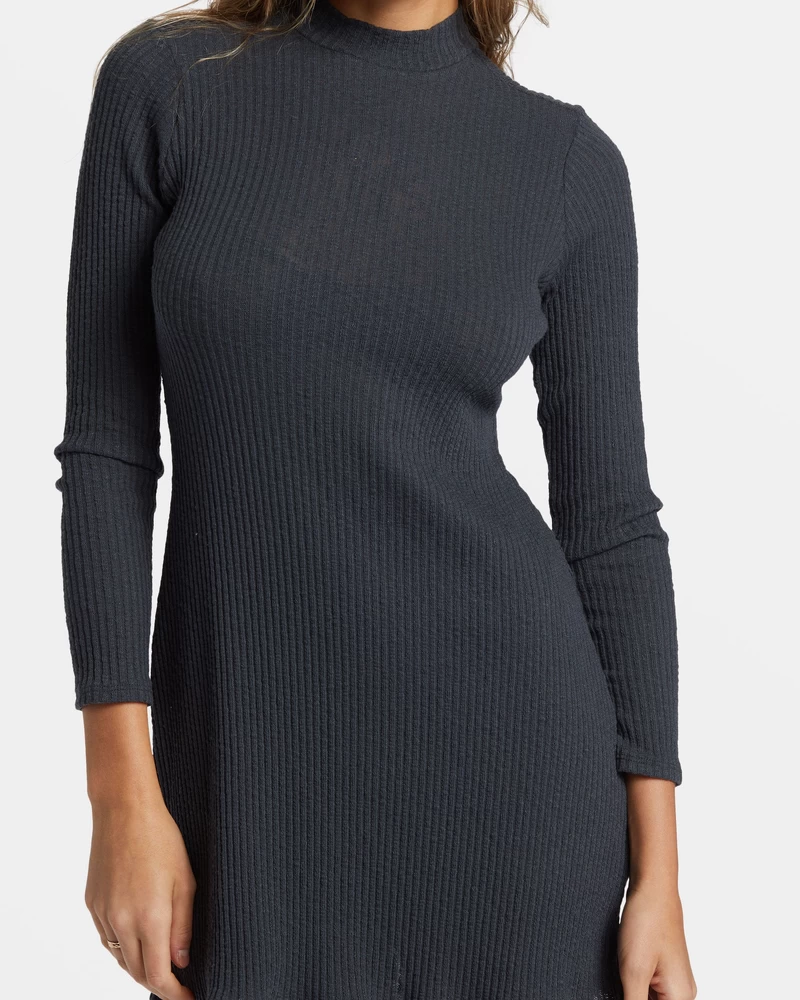 Billabong Dawn Long-Sleeve Mini Dress - Black Sands