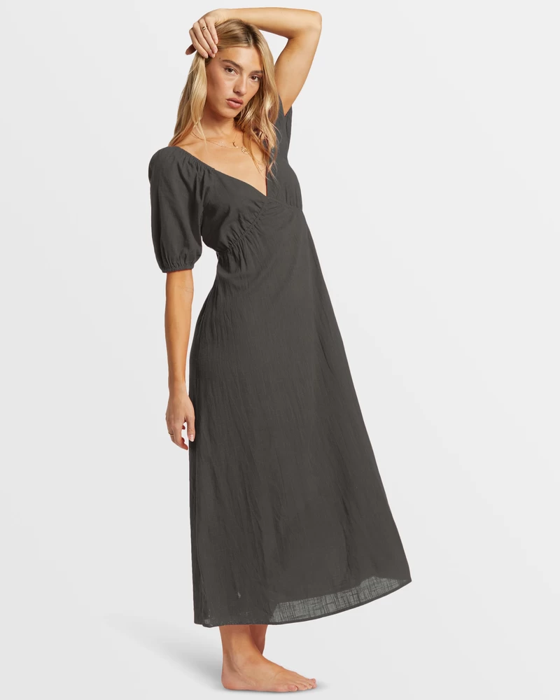 Billabong Love Fade Puff Sleeve Maxi Dress - Black Sands