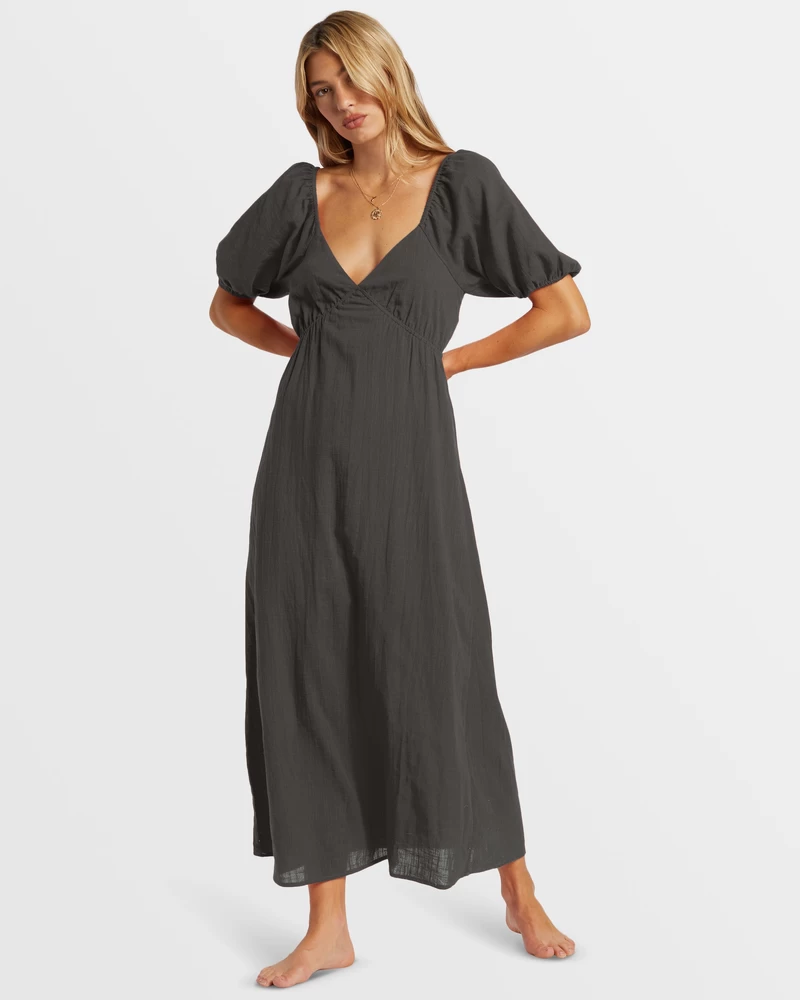Billabong Love Fade Puff Sleeve Maxi Dress - Black Sands