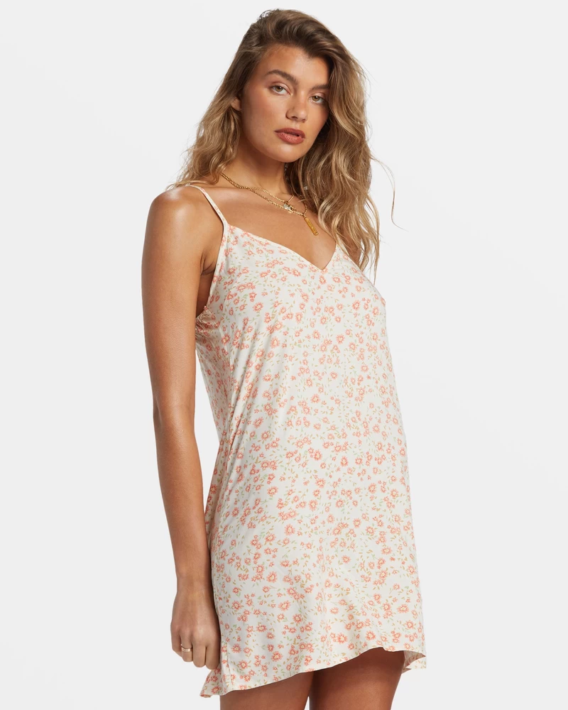 Billabong 90's Babe Mini Slip Dress - White Cap