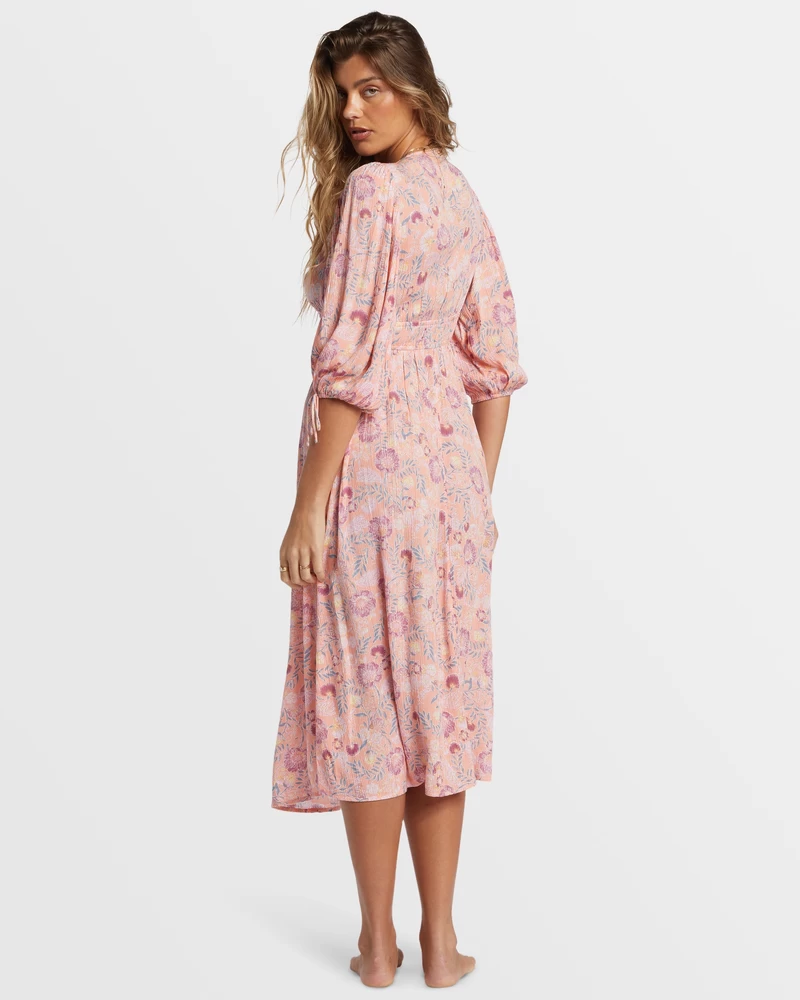 Billabong Paradise Sky Midi Dress - Peach Paradise