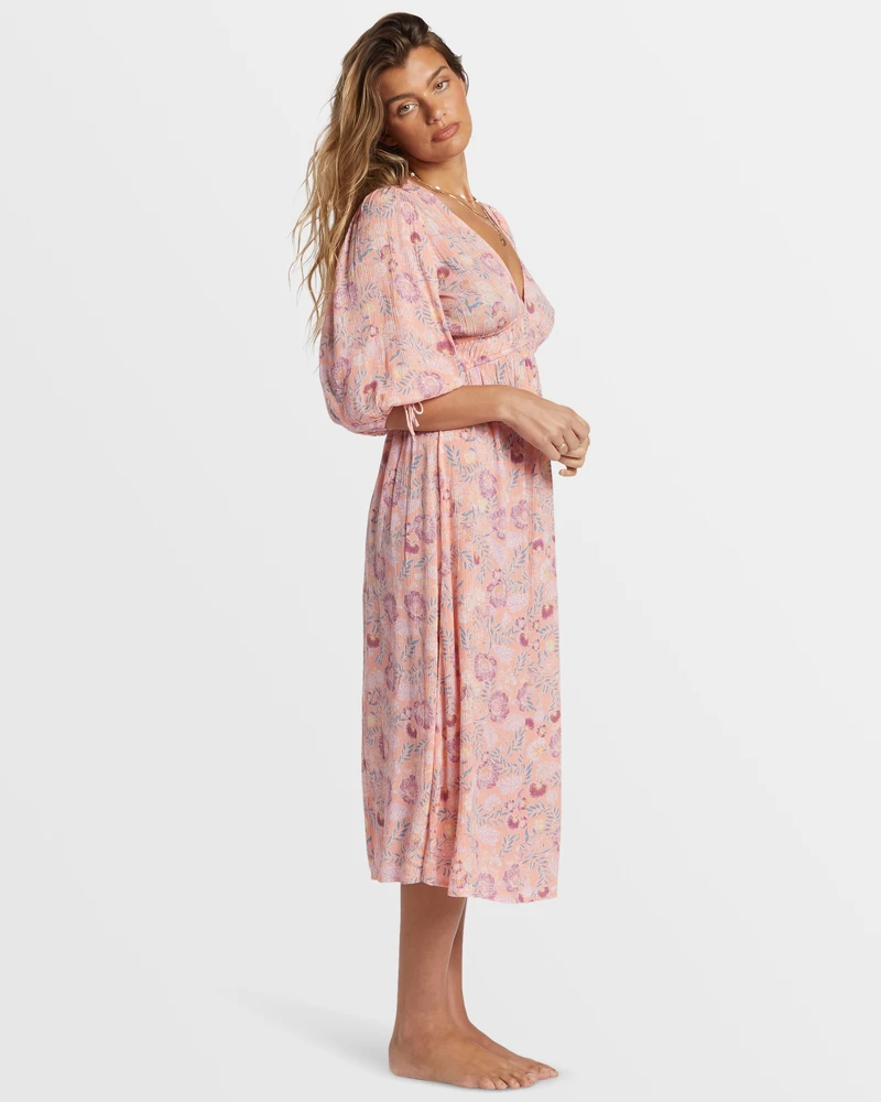 Billabong Paradise Sky Midi Dress - Peach Paradise