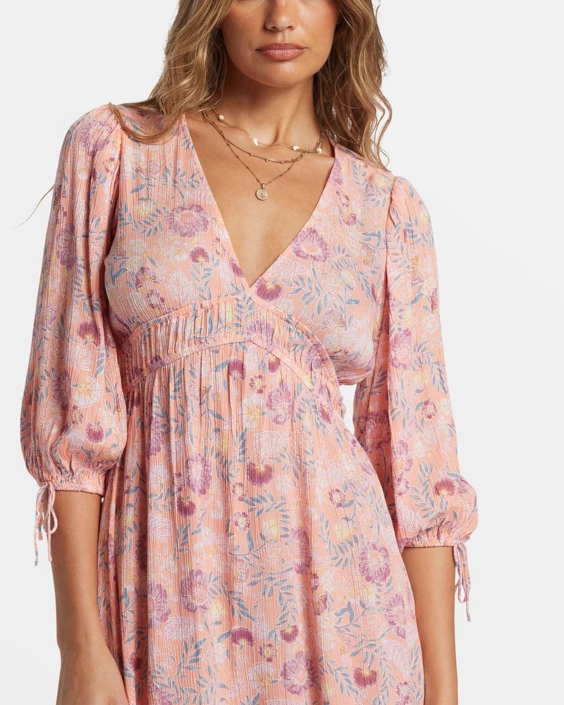 Billabong Paradise Sky Midi Dress - Peach Paradise