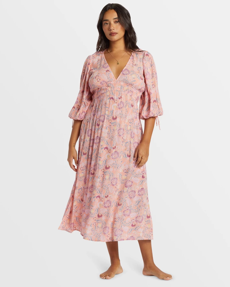 Billabong Paradise Sky Midi Dress - Peach Paradise