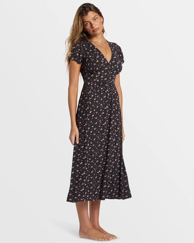 Billabong Morning Sky Midi Dress - Black Sands