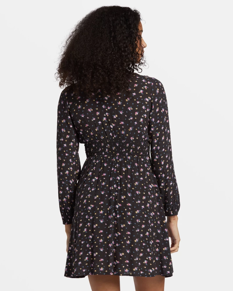 Billabong In Ur Dreams Long-Sleeve Mini Dress - Black Sands