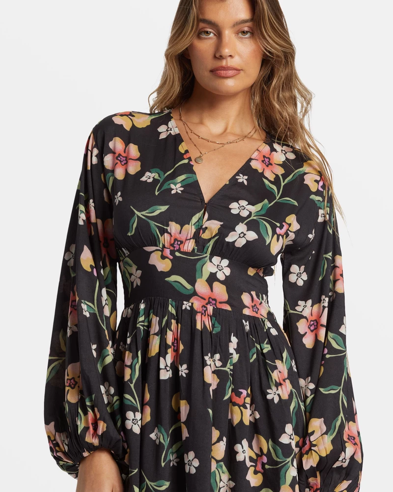 Billabong Night Bloom Mini Dress - Black Sands