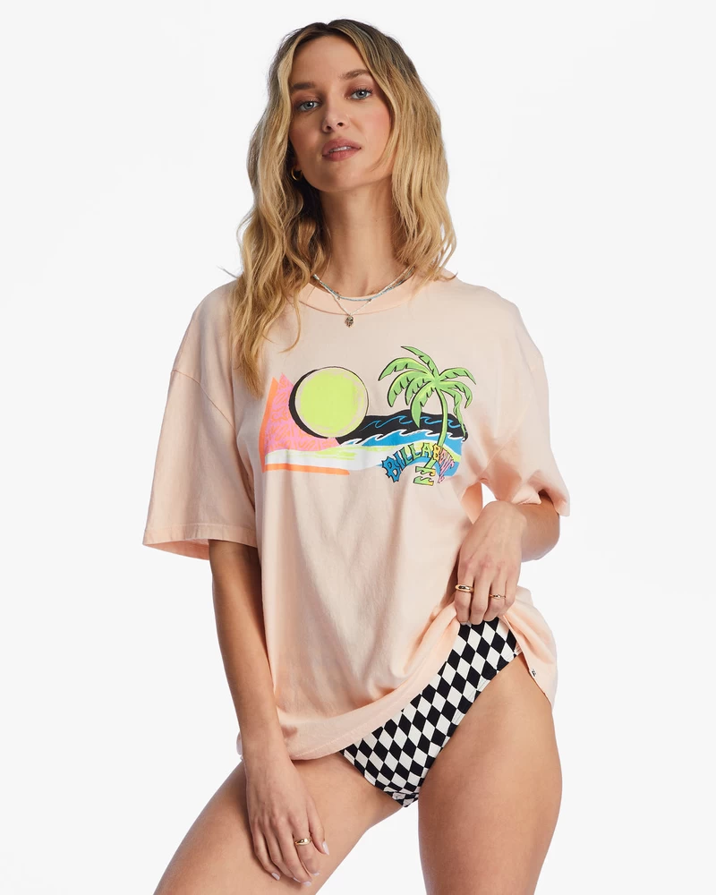 Billabong Pipe New Boy Oversized T-Shirt - Washed Peach