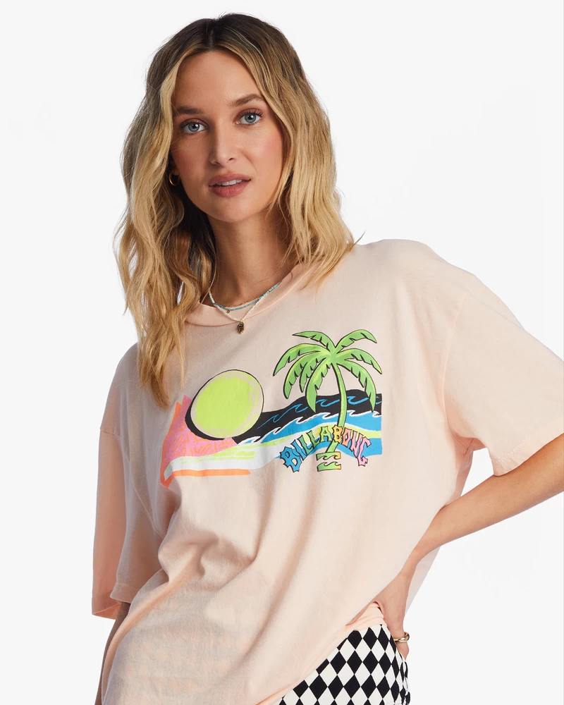 Billabong Pipe New Boy Oversized T-Shirt - Washed Peach