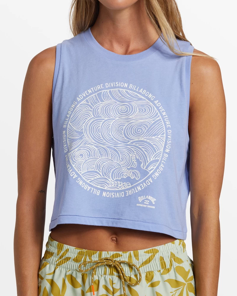 Billabong A/Div Cropped Muscle Tank Top - Cosmic Blue