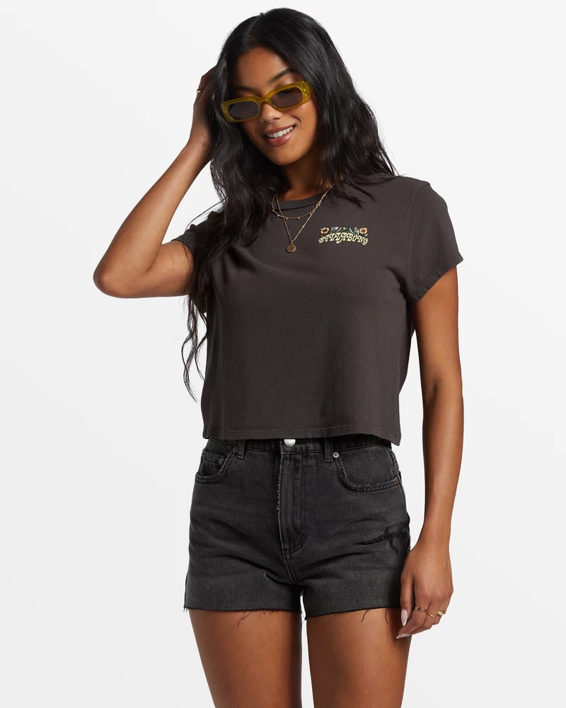 Billabong Season Of The Sun Cropped T-Shirt - Off Black