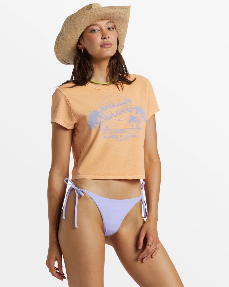 Billabong Hooked On Tropics Cropped T-Shirt - Tangy Peach