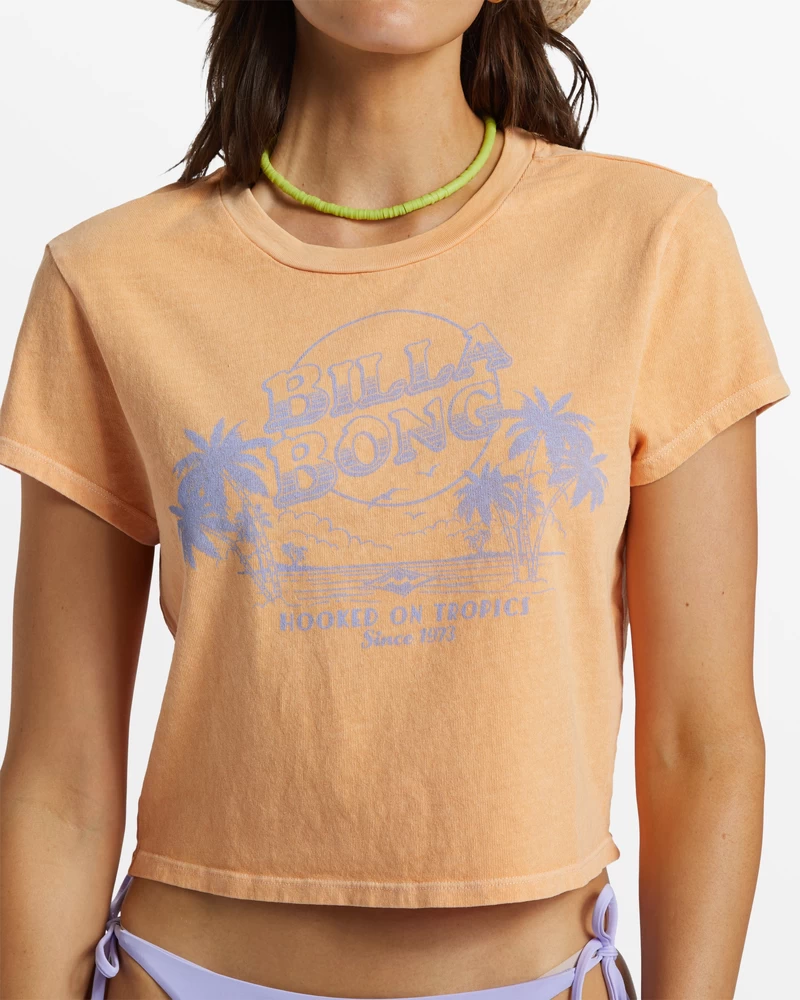 Billabong Hooked On Tropics Cropped T-Shirt - Tangy Peach