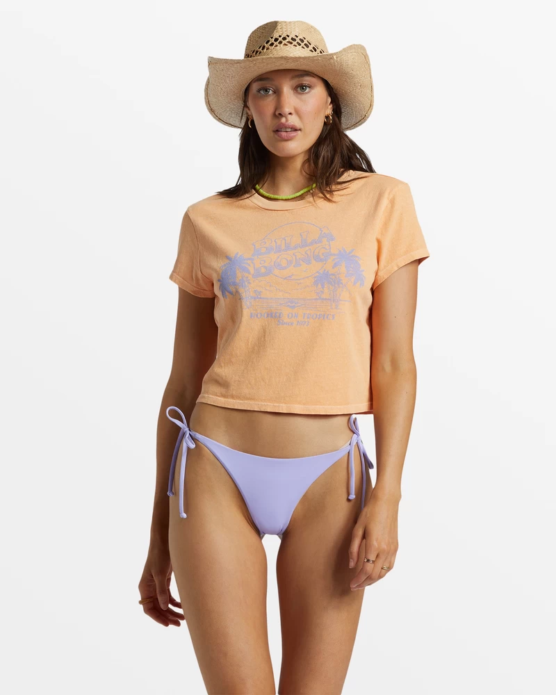 Billabong Hooked On Tropics Cropped T-Shirt - Tangy Peach