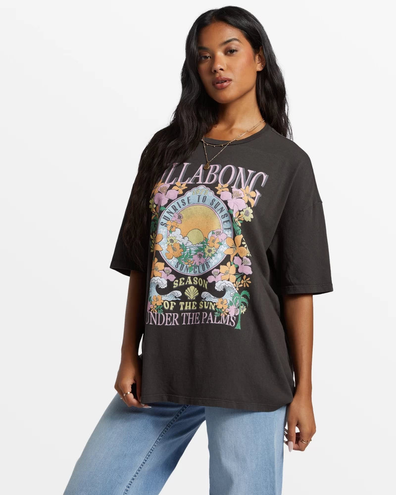 Billabong Under The Palms Oversized T-Shirt - Off Black