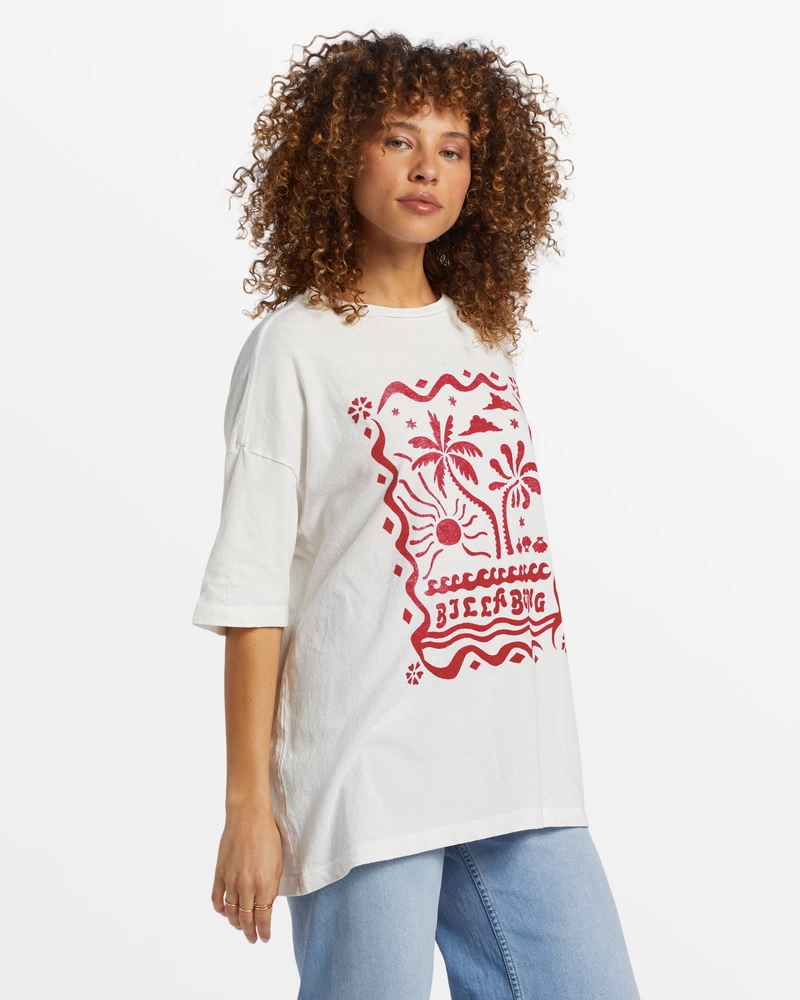 Billabong Coastal Tides Oversized T-Shirt - Salt Crystal
