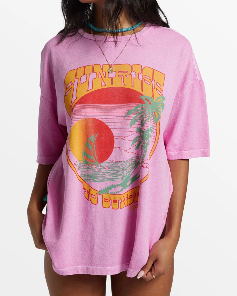 Billabong Sunrise To Sunset Oversized T-Shirt - Paradise Pink