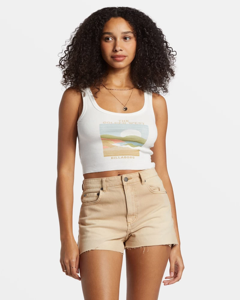 Billabong The Golden West Cropped Tank Top - Salt Crystal