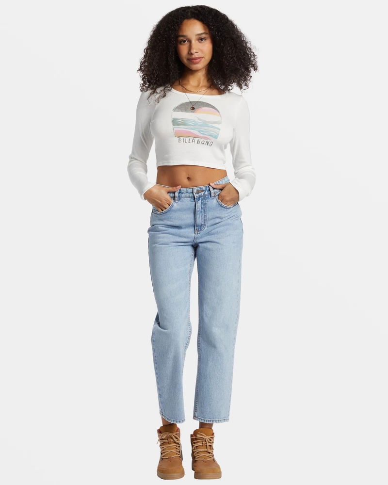 Billabong Find Your Coast Long Sleeve Cropped T-shirt - Salt Crystal