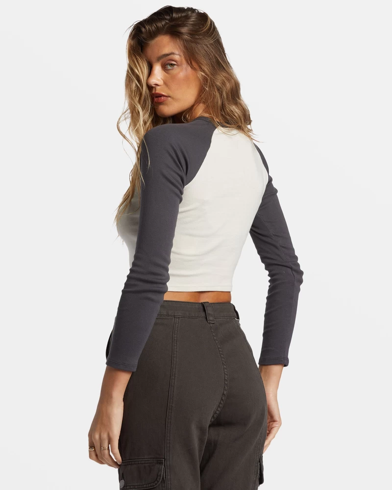 Billabong Mystic Wave Long Sleeve Cropped T-shirt - White Cap