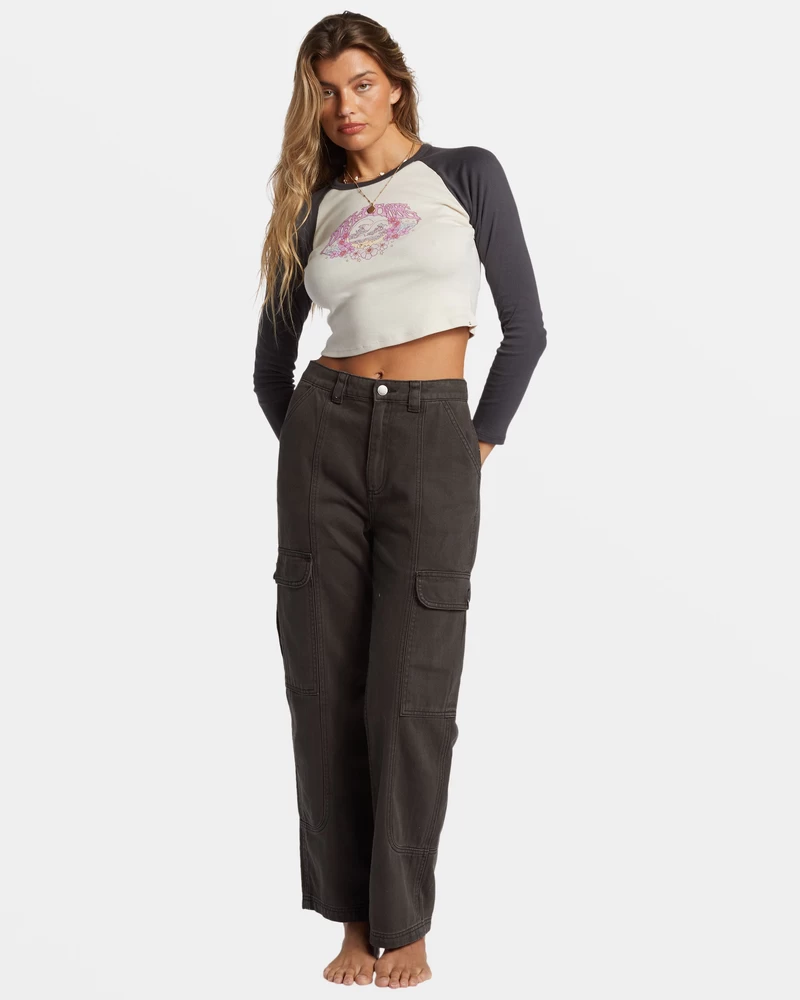 Billabong Mystic Wave Long Sleeve Cropped T-shirt - White Cap