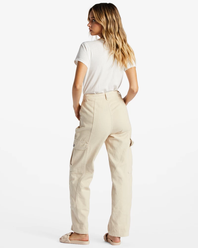 Billabong Wall To Wall Denim Cargo Pants - Antique White