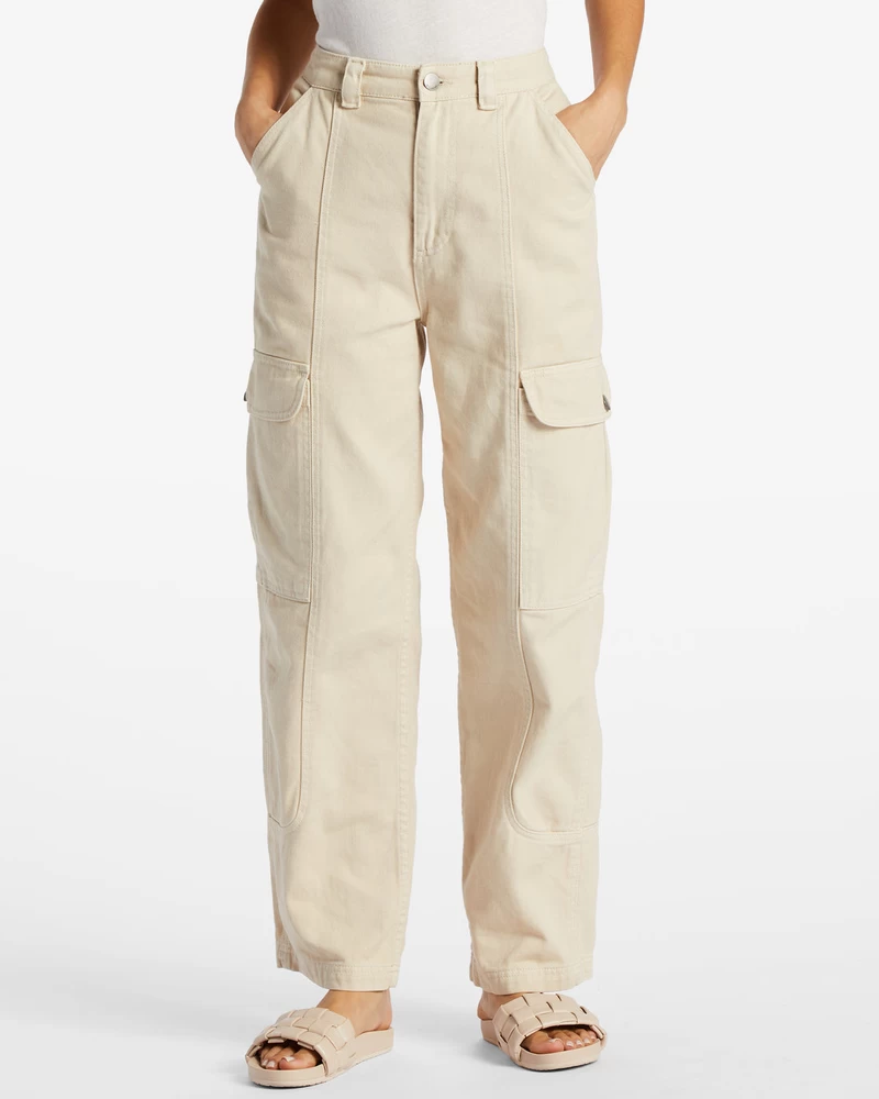 Billabong Wall To Wall Denim Cargo Pants - Antique White