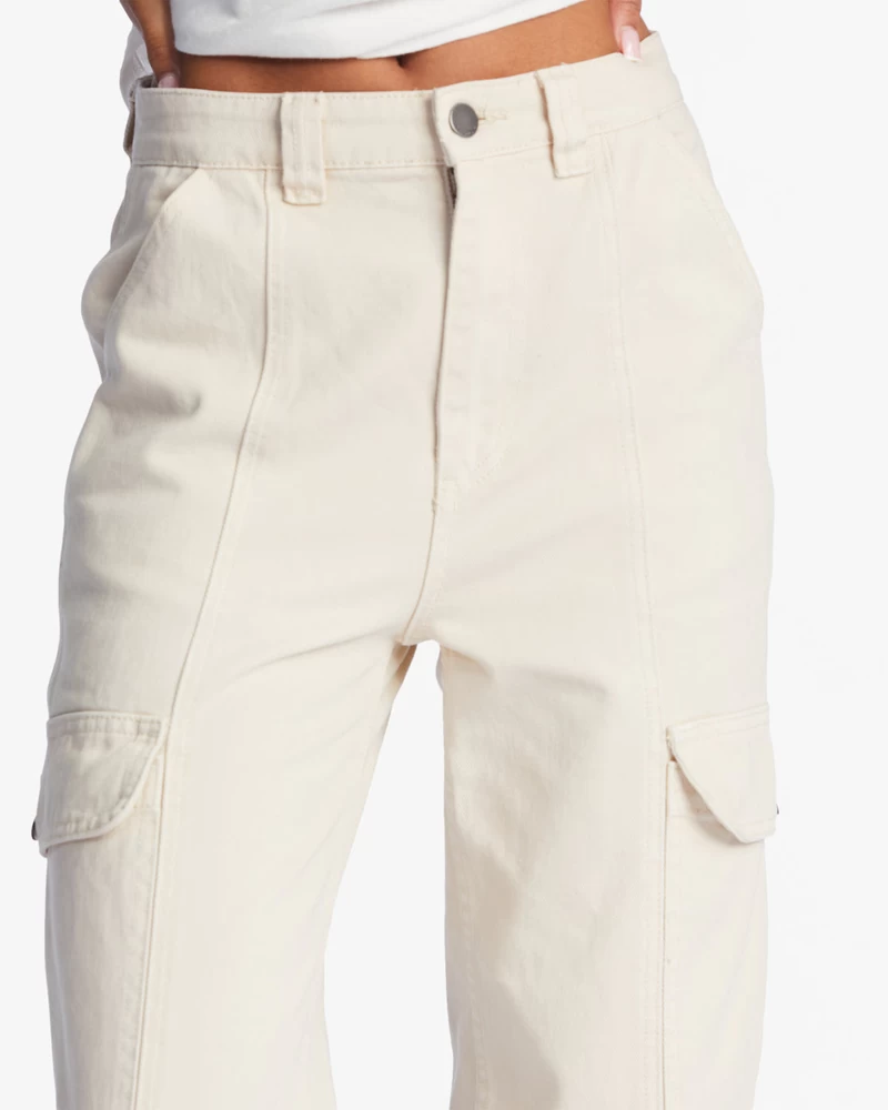 Billabong Wall To Wall Denim Cargo Pants - Antique White
