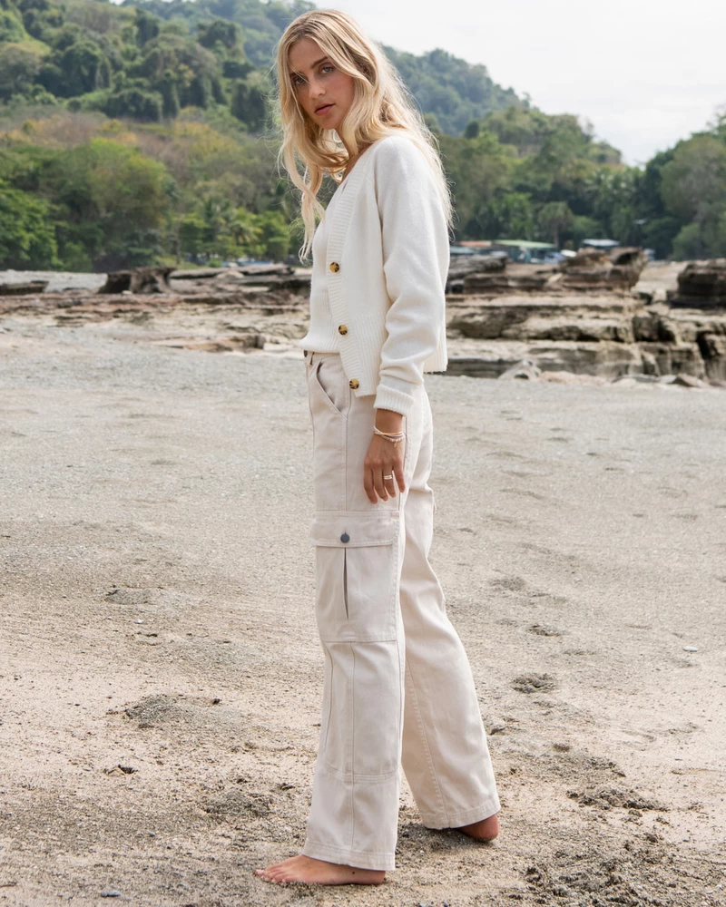 Billabong Wall To Wall Denim Cargo Pants - Antique White